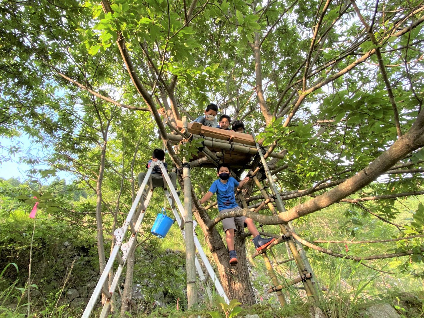 ▲irokuma kidsのプログラムにて、秘密基地を作って遊ぶ様子